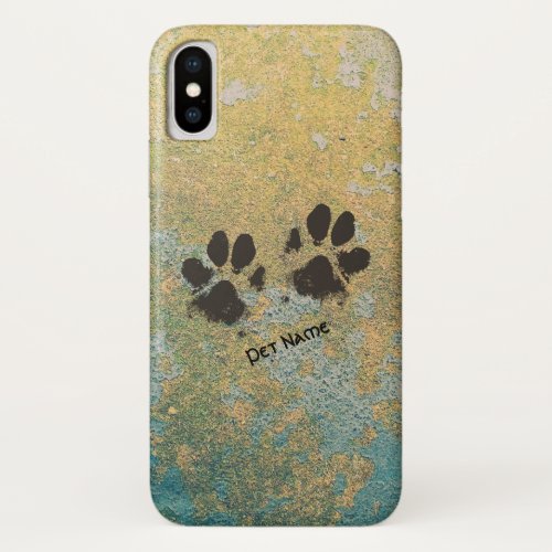 Paw Prints On Abstract Painted Patina iPhone X Case