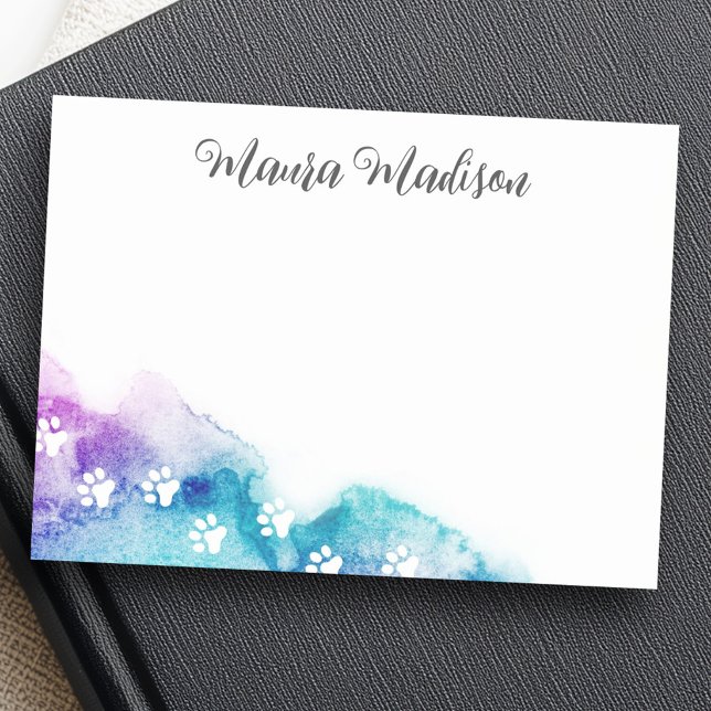 Paw prints on aqua purple watercolor cute post-it notes (Paw prints on aqua purple watercolor cute post-it notes)