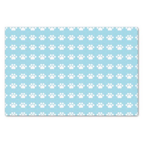 Paw Prints on Blue Background Tissue Paper