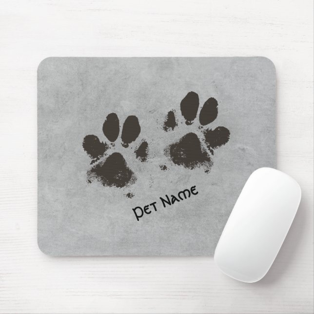 Paw Prints On Concrete Design Personalized Mouse Pad (With Mouse)