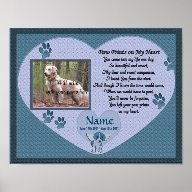 Paw Prints on My Heart - Blue Dog Memorial (Front)