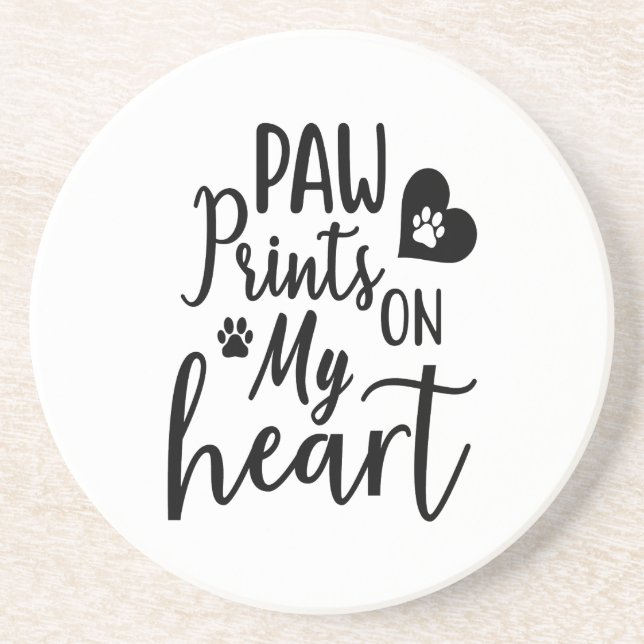 Paw prints on my heart coaster (Front)
