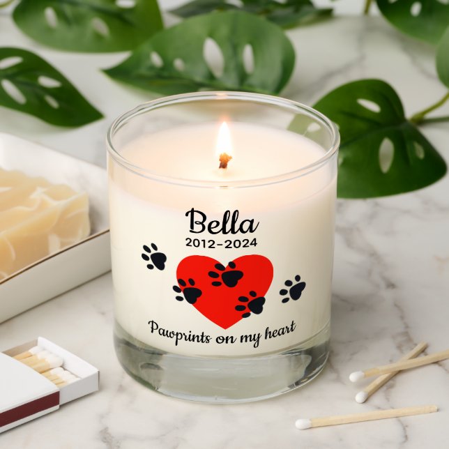 Paw Prints on my Heart Design Scented Candle (Lit)