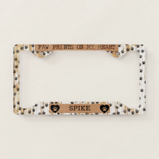 Paw Prints On My Heart License Plate Frame