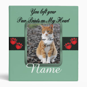 Paw Prints on My Heart - Mint Green 3 Ring Binder