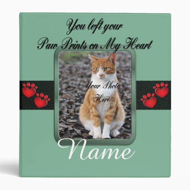 Paw Prints on My Heart - Mint Green 3 Ring Binder (Front)