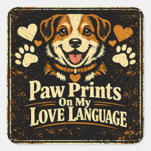 Paw Prints On My Heart – Pet Love Eternal Bond Square Sticker