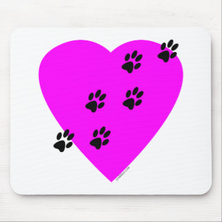 Paw Prints on my Heart - Pink Mouse Pad