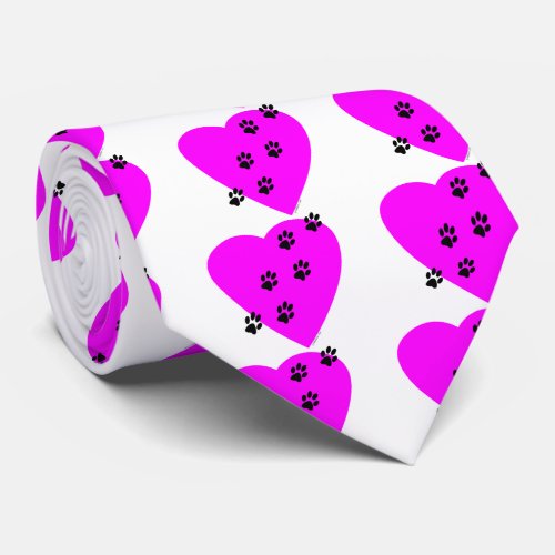 Paw Prints on my Heart _ Pink Neck Tie