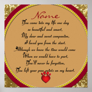 Paw Prints on My Heart Poem Pet Memorial