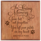 Paw Prints On My Heart Small Cherry Wood Pet Urn (Front)