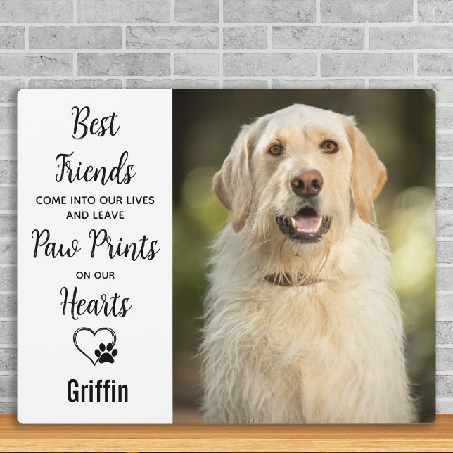 Paw Prints On Our Heart Dog Photo Pet Memorial Plaque (Creator Uploaded)