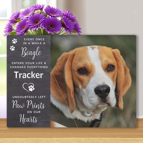 Paw Prints on our Heart Pet Dog Beagle Memorial Plaque