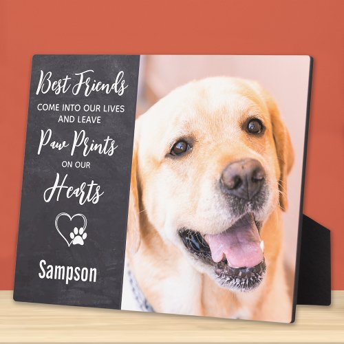 Paw Prints On Our Heart Photo Dog Pet Memorial Plaque