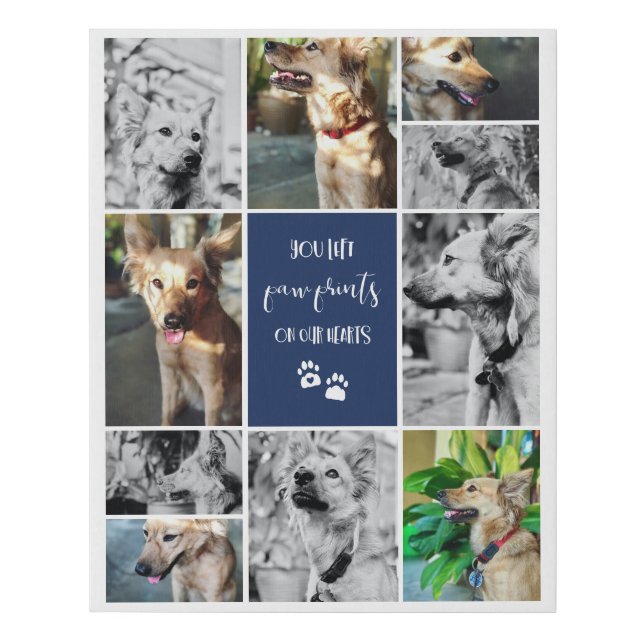 Paw Prints On Our Hearts Blue Pet Memorial Collage (Front)