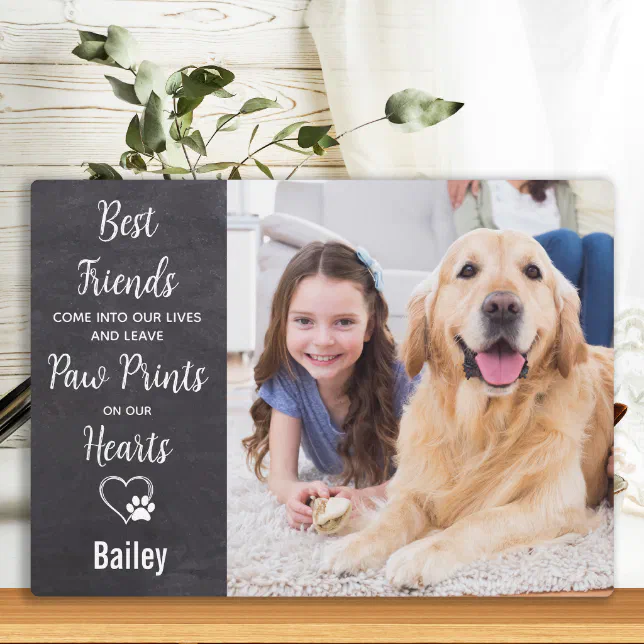 Paw Prints on our Hearts Dog Pet Memorial Plaque | Zazzle