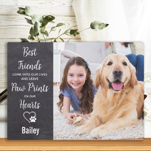 Paw Prints on our Hearts Dog Pet Memorial Plaque