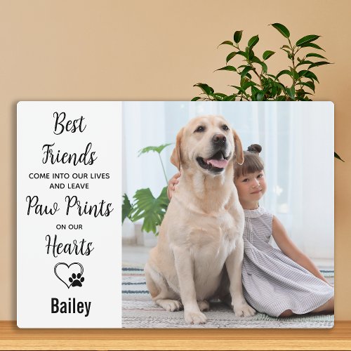 Paw Prints on our Hearts Pet Dog Memorial plaque