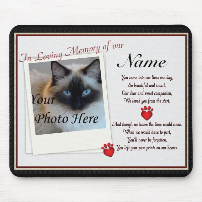 Paw Prints on Our Hearts Pet Memorial Mouse Pad (Front)