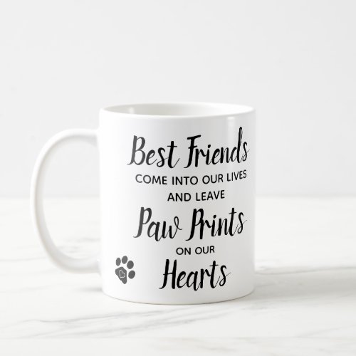 Paw Prints on our Hearts Pet Memorial Photo Coffee Mug