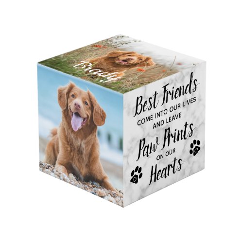Paw Prints On Our Hearts Pet Memorial Photo Cube