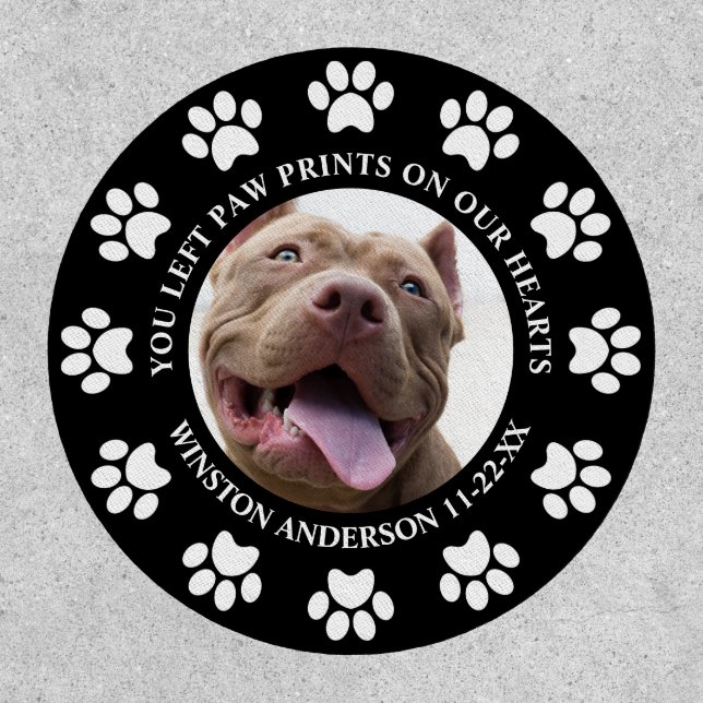 Paw Prints On Our Hearts Pet Memorial Photo Patch (Front)