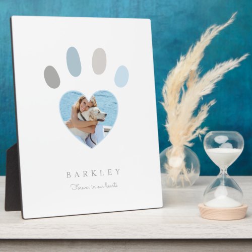 Paw Prints On Our Hearts Photo Memorial White Plaque