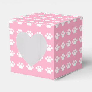 Paw Prints on Pink Background Favor Boxes