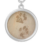 Paw Prints On Stone Necklace at Zazzle