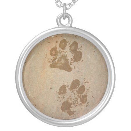 Paw Prints On Stone Necklace