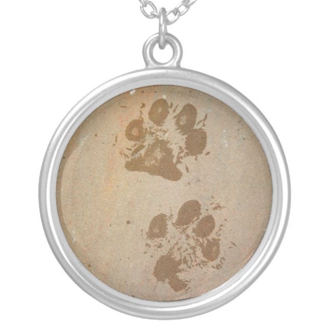 Paw Prints on Stone Necklace (Front)