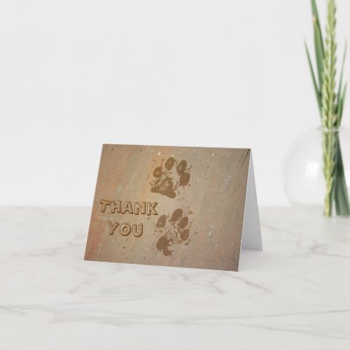 Paw Prints on Stone Thank You Note Card