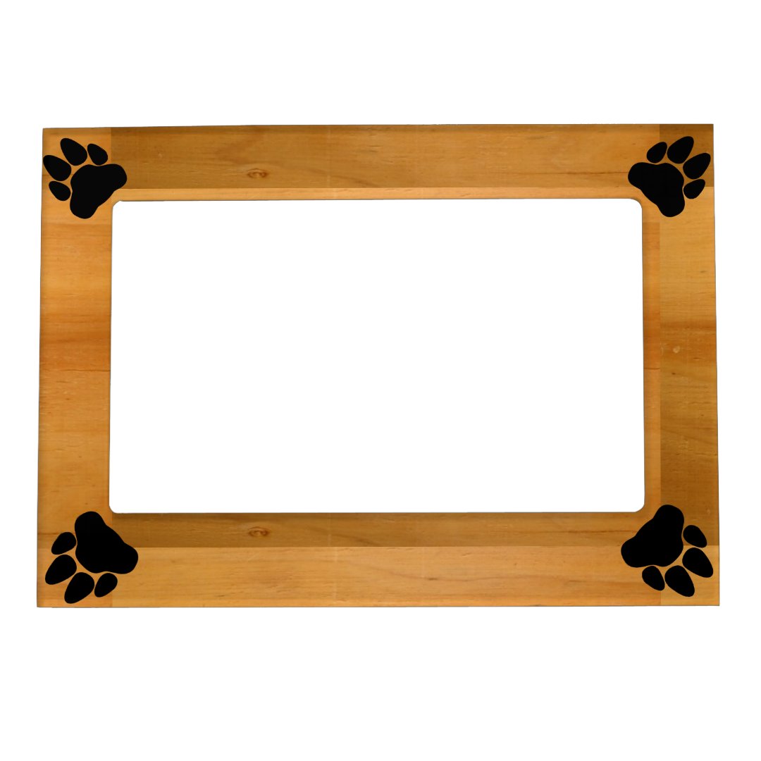 Paw Prints on Wood Magnetic Frame | Zazzle