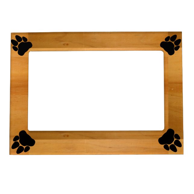 Paw Prints on Wood Magnetic Frame (Front)