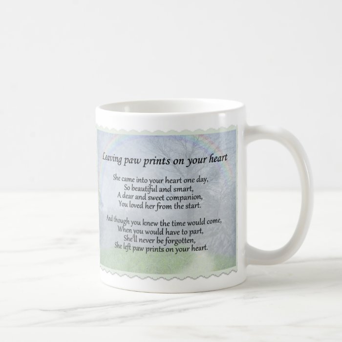 Paw prints on your heart pet memorial sympathy mug