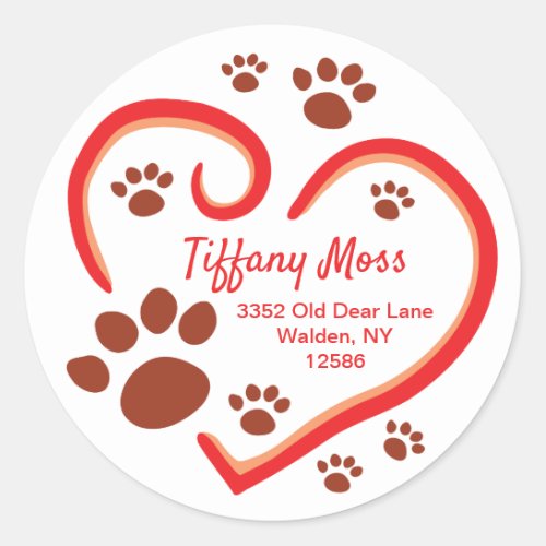 Paw Prints On Your Heart Return Address Labels