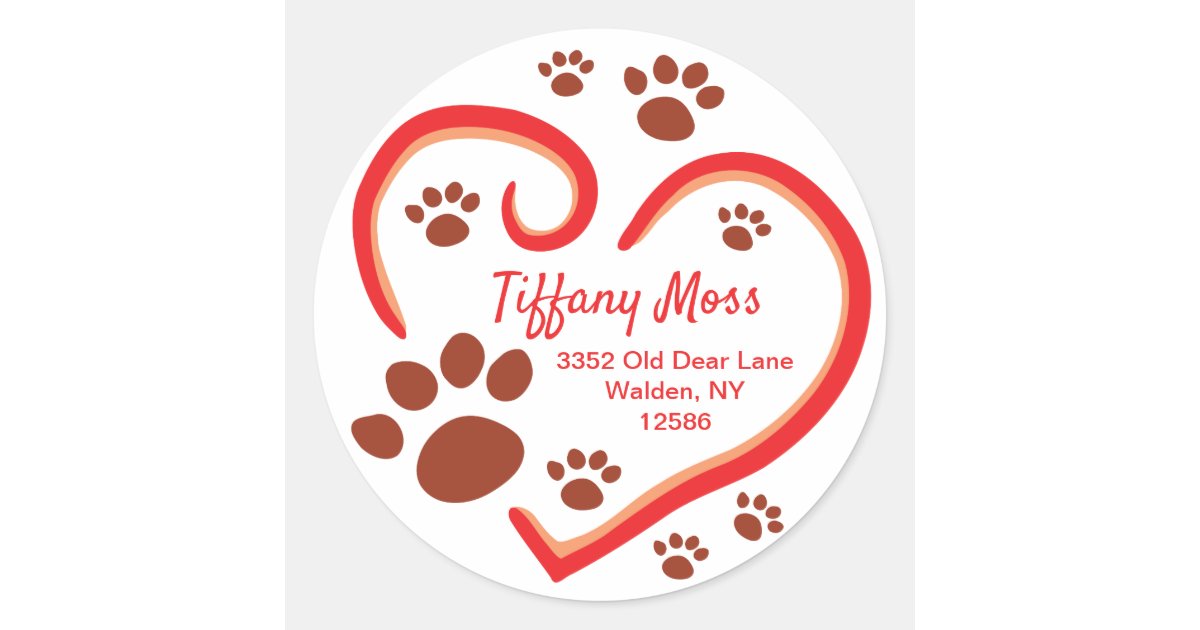 Paw Prints On Your Heart Return Address Labels Zazzle