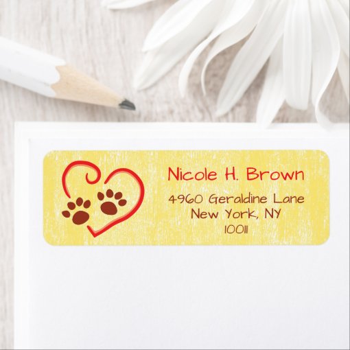 Paw Prints On Your Heart Return Address Labels Zazzle