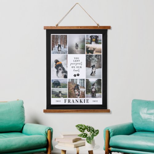 Paw Prints Our Hearts Pet Memorial Collage Hanging Tapestry