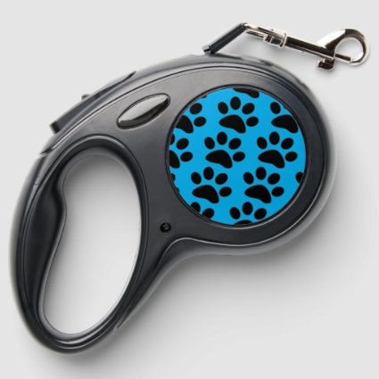 Paw Prints Patten turquoise Retractable Leash