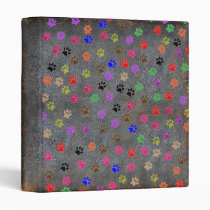 Paw Prints Pattern Bright   for Dog Lovers 3 Ring Binder