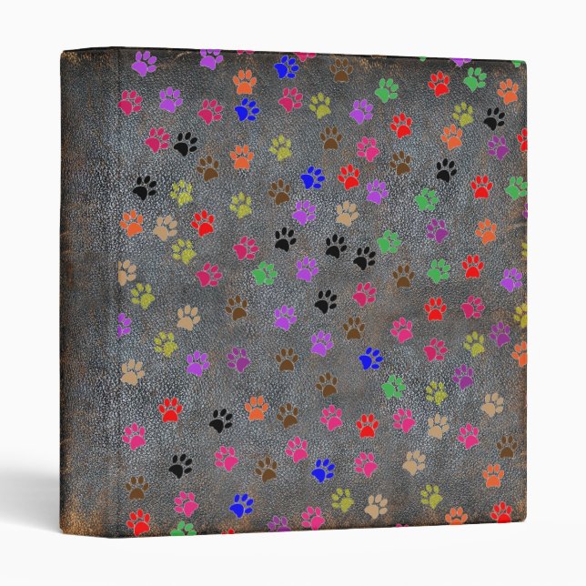 Paw Prints Pattern Bright | for Dog Lovers 3 Ring Binder (Front/Spine)