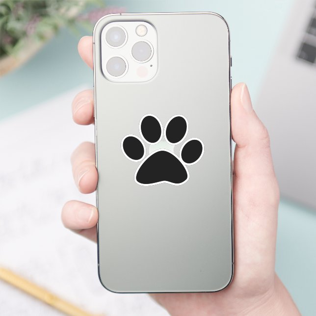 Paw Prints Pattern Custom Cute Black Stylish Sticker (Phone)
