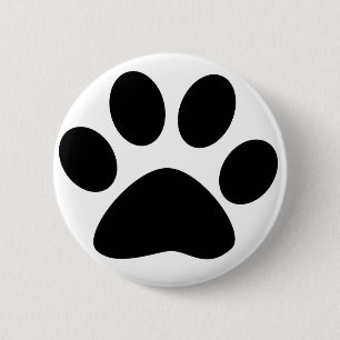 Paw Prints Pattern Custom Cute Black White 2023 Button