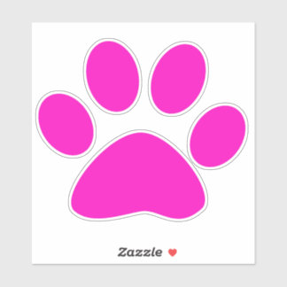 Paw Prints Pattern Custom Cute Hot Pink Sticker