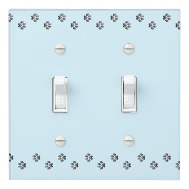 Paw Prints Pattern on Light Blue Switch Cover (In Situ)