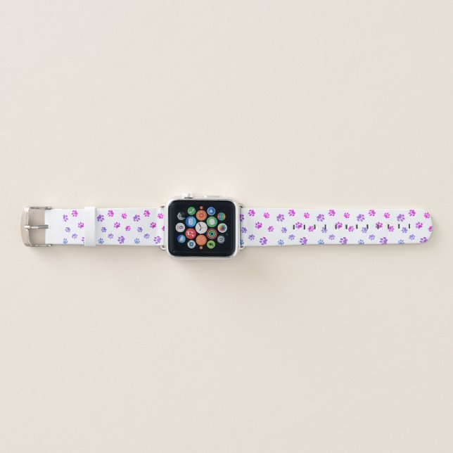 Paw Prints Pattern Purple Pink Blue Apple Watch Band Zazzle