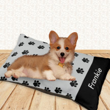 Paw Prints Pattern Stylish Gray Personalized Dog