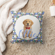 Paw Prints Personalised Dog Photo Throw Pillow