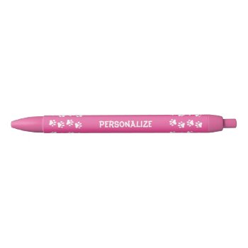 Paw Prints Personalize Pink Template Pen by BiskerVille at Zazzle